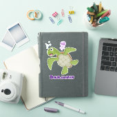 Cute green zee schildpad happy cartoon illustratie sticker (iPad Cover)