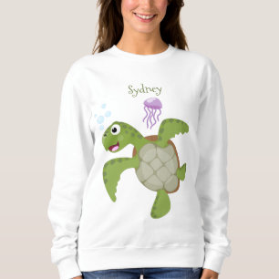 Cute green zee schildpad happy cartoon illustratie trui