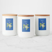 Cute green zee schildpad happy cartoon illustratie voedselcontainer etiket (Flessen)