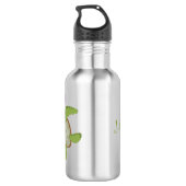 Cute green zee schildpad happy cartoon illustratie waterfles  (Achterkant)