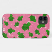 Cute green zee schildpad kerst roze sneeuwvlokken Case-Mate iPhone case (Achterkant (horizontaal))
