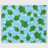 Cute green zee schildpad kerstblauwe sneeuwvlokken cadeaupapier (Vlak)