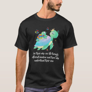 Cute Green Zee Turtle Puzzle Pieces Autistic Kind  T-shirt