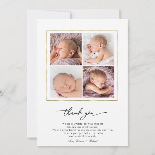 Cute Greenery Birth Announounge Hartelijk dank Kaart (Achterkant)