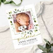 Cute Greenery Birth Announounge Hartelijk dank Kaart