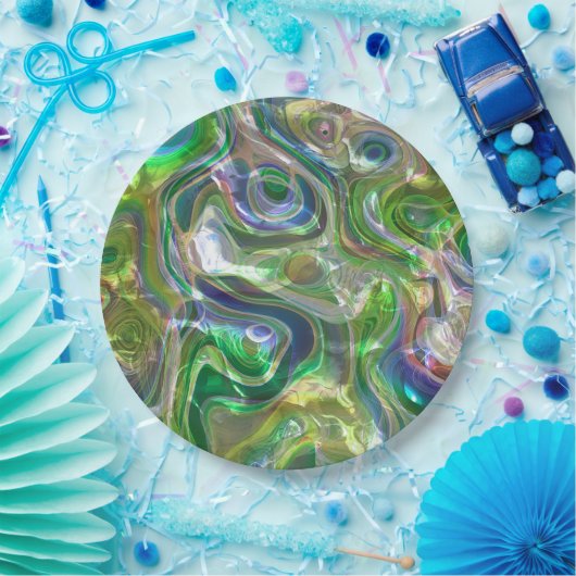 Cute Greenery Blue Abstract Marble Pattern Papieren Bordje (Feest)