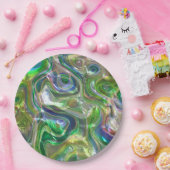 Cute Greenery Blue Abstract Marble Pattern Papieren Bordje (Feest)