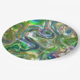 Cute Greenery Blue Abstract Marble Pattern Papieren Bordje