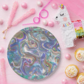 Cute Greenery Blue Abstract Marble Pattern Papieren Bordje (Feest)