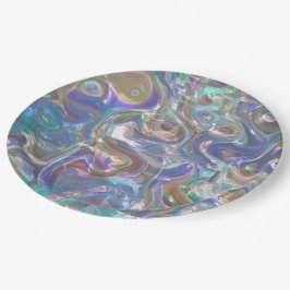 Cute Greenery Blue Abstract Marble Pattern Papieren Bordje
