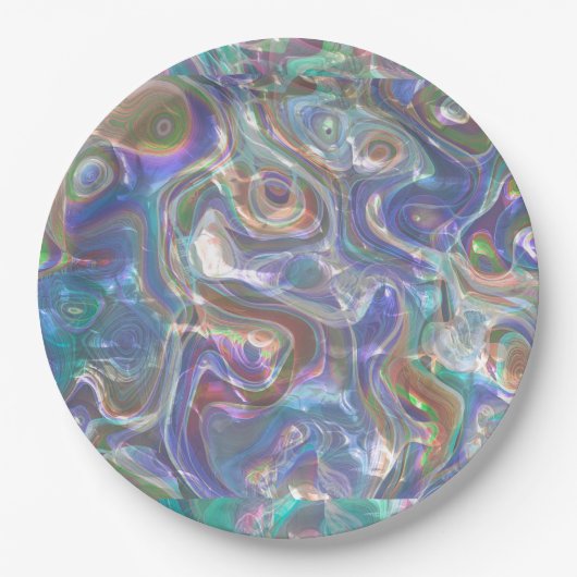 Cute Greenery Blue Abstract Marble Pattern Papieren Bordje (Voorkant)