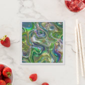 Cute Greenery Blue Abstract Marble Pattern Servet (Insitu)