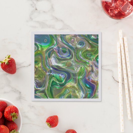 Cute Greenery Blue Abstract Marble Pattern Servet (Insitu)