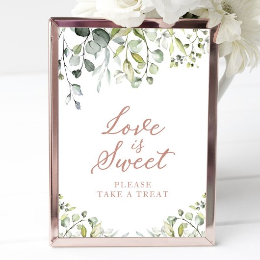 Cute Greenery Eucalyptus Love Is Sweet Bord Poster