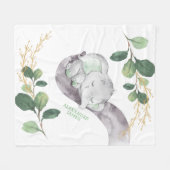 Cute Greenery Gold Baby Elephant Boy Nursery Fleece Deken (Voorkant (Horizontaal))