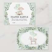 Cute Greenery Lamb Diaper Raffle Baby Sheep Shower Informatiekaartje (Voorkant / Achterkant)