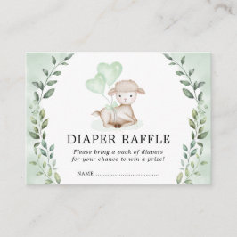Cute Greenery Lamb Diaper Raffle Baby Sheep Shower Informatiekaartje