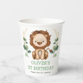Cute Greenery Lion Wild One Birthday Party Papieren Bekers (Voorkant)