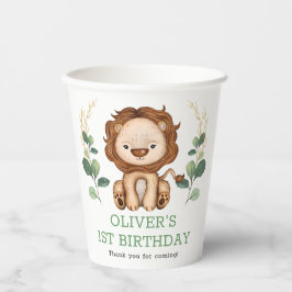Cute Greenery Lion Wild One Birthday Party Papieren Bekers