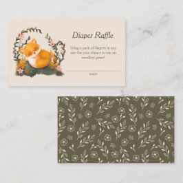 Cute Greenery Little Fox Diaper Raffle Informatiekaartje