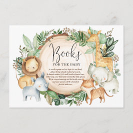 Cute Greenery Oerwoud Safari brengt een boekenjong Informatiekaartje