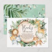 Cute Greenery Oerwoud Safari brengt een boekenjong Informatiekaartje (Voorkant / Achterkant)