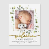 Cute Greenery Photo Birth Announcement Cards (Voorkant)