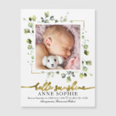 Cute Greenery Photo Birth Announcement Cards (Voorkant)