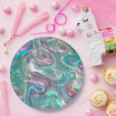 Cute Greenery Pink Blue Abstract Marble Pattern Papieren Bordje (Feest)