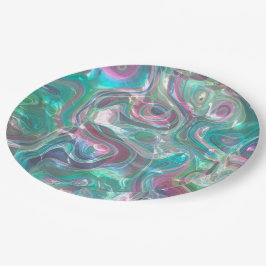 Cute Greenery Pink Blue Abstract Marble Pattern Papieren Bordje