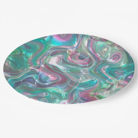 Cute Greenery Pink Blue Abstract Marble Pattern Papieren Bordje (Gekanteld)