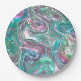 Cute Greenery Pink Blue Abstract Marble Pattern Papieren Bordje