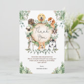 Cute Greenery Puppy Dog Birthday Hartelijk dank Bedankkaart (Staand voorkant)