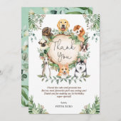 Cute Greenery Puppy Dog Birthday Hartelijk dank Bedankkaart (Voorkant / Achterkant)