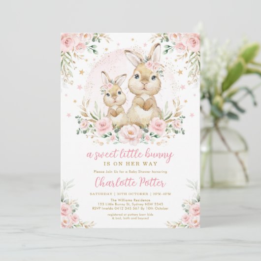 Cute Greenery Rabbit Easter Bunny Birthday I Kaart (Staand voorkant)