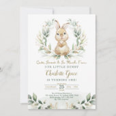 Cute Greenery Rabbit Easter Bunny Birthday Party Kaart (Voorkant)