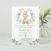 Cute Greenery Rabbit Easter Bunny Birthday Party Kaart (Staand voorkant)