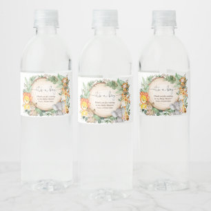 Cute Greenery Safari Animals Baby shower Favors Waterfles Etiket