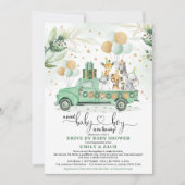 Cute Greenery Safari reed door het Baby shower van Kaart (Voorkant)