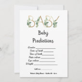 Cute Greenery Slogan Baby shower Predictions Game Kaart (Voorkant)