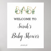 Cute Greenery Slogan Baby shower Welcome Poster (Voorkant)