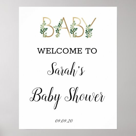 Cute Greenery Slogan Baby shower Welcome Poster (Voorkant)