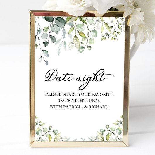 Cute Greenery Vrijgezellenfeest Date Night Jar Sig Poster