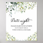 Cute Greenery Vrijgezellenfeest Date Night Jar Sig Poster (Voorkant)