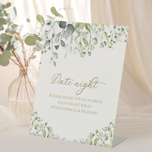 Cute Greenery Vrijgezellenfeest Date Night Jar Sig Reclamebord Met Voetstuk