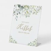 Cute Greenery Waterverf Hoeveel Kisses ondertekene Reclamebord Met Voetstuk (Voorkant)