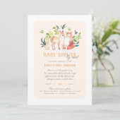 Cute Greenery Woodland Animals Baby shower by Mail Kaart (Staand voorkant)