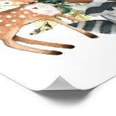 Cute Greenery Woodland Animals Baby shower Welkom Poster (Hoek)