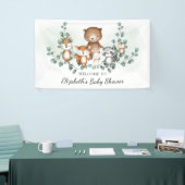 Cute Greenery Woodland Animals Baby shower Welkoms Spandoek (Beurs)