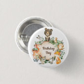 Cute Greenery Woodland Animals Birthday Boy Ronde Button 3,2 Cm (Voorkant /achterkant)